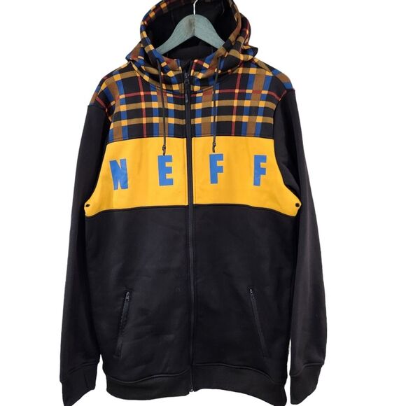 Neff Flint Shredder Hoodie Men's Size Large Black / Yellow / Blue‎ - Picture 1 of 16